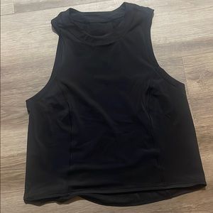 Black lulu crop tank with mesh